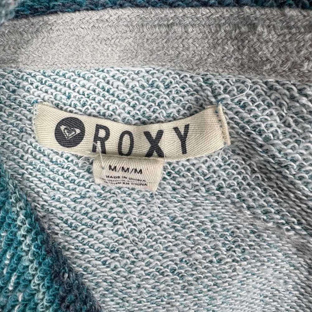 Roxy Womens Turquoise Heather Knit Crossover Hooded Pullover Sweatshirt Medium - Picture 5 of 7